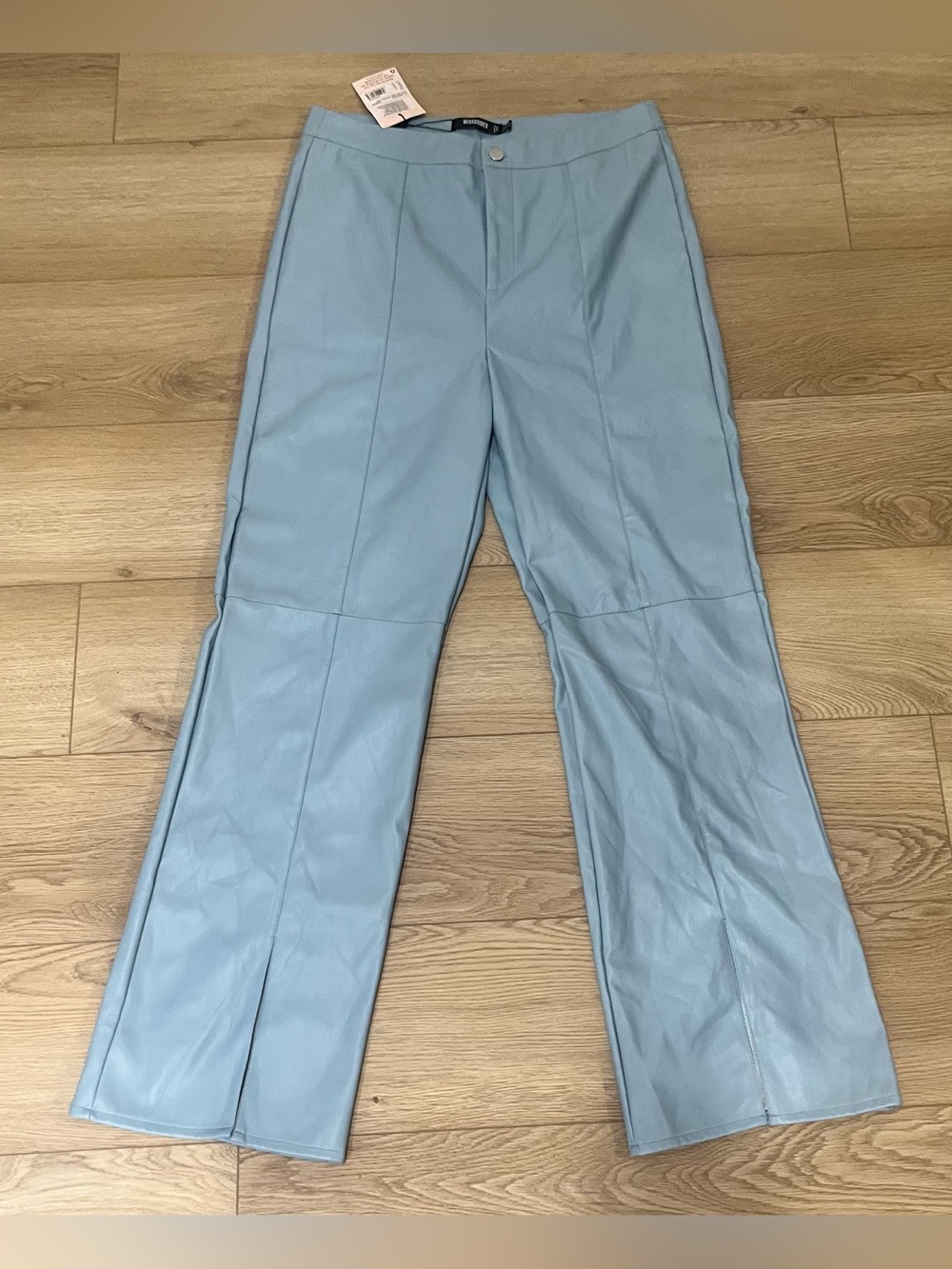 NWT MISGUIDED WOMENS BLUE FAUX LEATHER PANTS SIZE 12